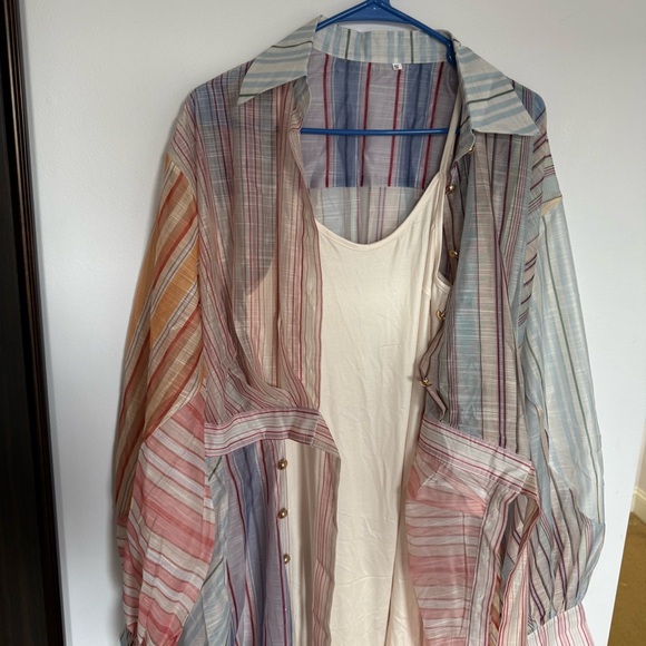 Striped Multicolor Maxi Dress « Zimmerman » style. - Picture 4 of 8